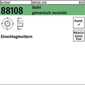 Einschlagmutter R 88108 M8x11x 9,7 Stahl galv.verz. 100 Stück - VPE: 100