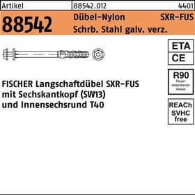 Rahmendübel R 88542 SXR 10x120 FUS Schraube Sta verz./Dübel-Nylon 50St. FISCHER - VPE: 50