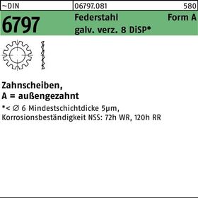 Zahnscheibe DIN 6797 FormA außengezahnt A 10,5 Federstahl gal Zn 8 DiSP 250St. - VPE: 250