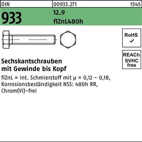 Sechskantschraube DIN 933 VG M8x 20 12.9 flZnL 480h zinklamellenb. 200St. - VPE: 200