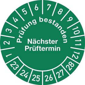 Mehrjahresprüfplakette D.30mm Prüfung bestanden 23-28 Folie