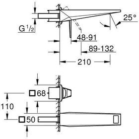 Grohe 2L-WT-W-batterie ALLURE BRILLIANT FMS, Griff mit Rändelstruktur supersteel