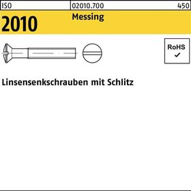 Linsensenkschraube ISO 2010 Schlitz M5x 20 Messing 200 Stück - VPE: 200