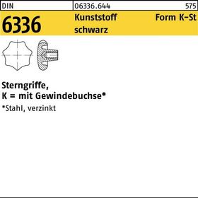 Sterngriff DIN 6336 FormK-St K 25 M5 Ku. sw Stahlbuchse 10 Stück - VPE: 10