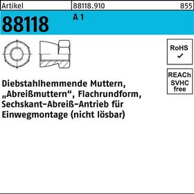 Mutter R 88118 diebstahlhemmend M10x 8 A 1 25 Stück - VPE: 25
