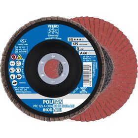 Fächerscheibe POLIFAN A-COOL SG INOX+ALU D.125mm K.A-60 kon.INOX/Aluminium NK - VPE: 10