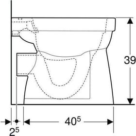 Geberit Stand-Flachspül-WC RENOVA Rimfree, Abgang horizontal weiß