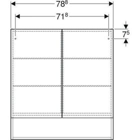 Geberit Spiegelschrank RENOVA PLAN 2 Türen, 788x850mm lava lackiert matt