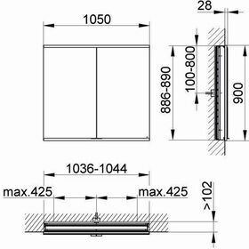 Keuco Spiegelschrank ROYAL MODULAR 2.0 Breite 1050mm Höhe 900mm Tiefe 120mm