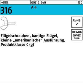 Flügelschraube DIN 316 M8x 16 A 4 kleine Ausführung 100 Stück - VPE: 100