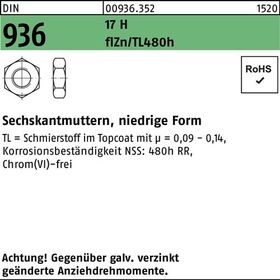 Sechskantmutter DIN 936 M8 17 H flZnnc 480h-L 1000 Stück - VPE: 1000