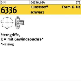 Sterngriff DIN 6336 FormK-Ms K 32 M6 Ku. sw Messingbuchse 10 Stück - VPE: 10