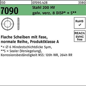 Unterlegscheibe ISO 7090 Fase 30 Stahl 200 HV galv.verz.+S 100 Stück - VPE: 100