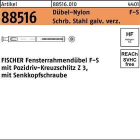 Fensterrahmendübel R 88516 F 10 S 140 Schr.Sta verz./Dübel-Nylon 50St. FISCHER - VPE: 50