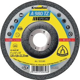 Trennscheibe A 980 TZ Special D125x0,8mm gekr.INOX Bohr.22,23mm KLINGSPOR - VPE: 25