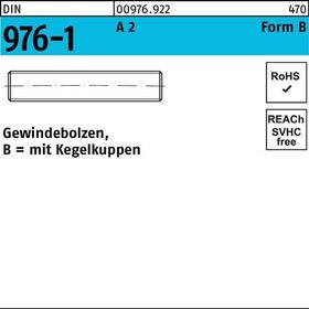 Gewindebolzen DIN 976 Kegelkuppen BM 10x 45 A 2 100 Stück - VPE: 100