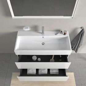 Duravit Waschtischunterbau L-CUBE 984x459mm 2 Schubk we hgl ES Ahorn mitte
