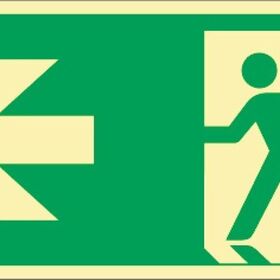 Rettungszeichen DIN EN ISO 7010 L297xB148mm Rettungsweg li.Folie