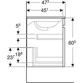 Geberit Unterschrank RENOVA PLAN f MWT 1 Schubl. 588x605x473mm NB hickory
