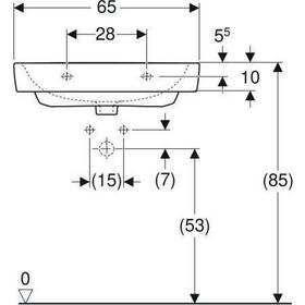 Geberit Waschtisch RENOVA PLAN m HL ohne Überlauf 650x480mm weiß KT