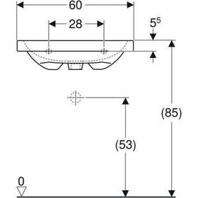 Geberit Aufsatzwaschtisch Light iCon 600x480mm o Hahnloch mit Überlauf weiß