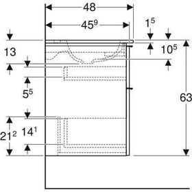 Geberit Waschtischunterschrank iCon 600x630x480mm m Möbel-WT KT we hochglanz