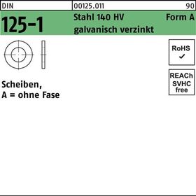 Unterlegscheibe DIN 125-1 A 10,5x20x2 Stahl 140 HV galv.verz. 100St. - VPE: 100