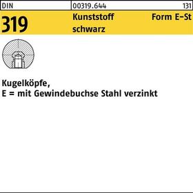 Kugelknopf DIN 319 FormE 40 M10 Ku. sw Stahlbuchse 10 Stück - VPE: 10