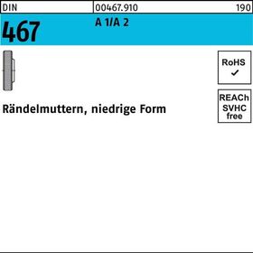 Rändelmutter DIN 467 niedrige FormM3 A 1/A 2 25 Stück - VPE: 25