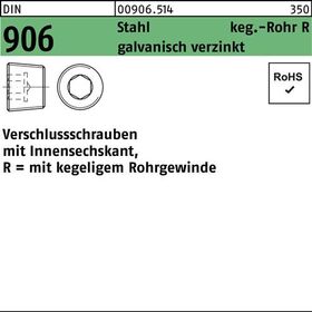 Verschlußschraube DIN 906 Innen-6kt R 1/4 Stahl galv.verz. 100St. - VPE: 100