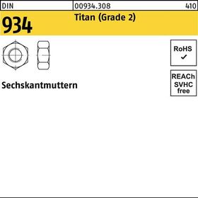Sechskantmutter DIN 934 M6 Titan (Grade 2) 50 Stück - VPE: 50