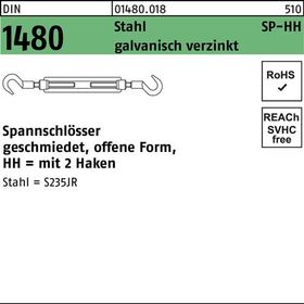 Spannschloss DIN 1480 offen 2Haken SP HH M6 Stahl 3.6 galv.verz. 1St.