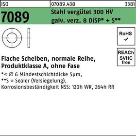 Unterlegscheibe ISO 7089 o.Fase 5 Stahl 200 HV galv.verz. 8 DiSP+S 200 Stück - VPE: 200