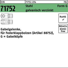 Gabelgelenk DIN 71752 f.Federklappbolzen G 16x64 Stahl galv.verz. 5St. - VPE: 5
