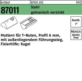 T-Nutenmutter R 87011 Führungssteg außen 6mm M6 Stahl galv.verz. 1000St. - VPE: 1000