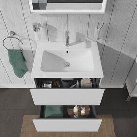 Duravit Waschtischunterbau L-CUBE 620x481mm 2 Schubk we ma ES NB mitte