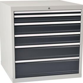 Schubladenschrank H1019xB1005xT736mm lichtgrau/anthrazitgrau 6 Schubl.Vollauszug