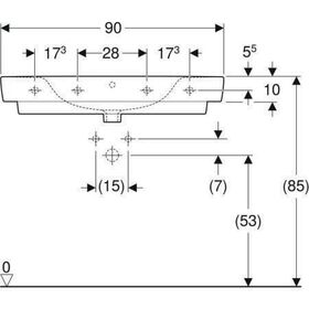 Geberit Waschtisch RENOVA PLAN 900x480mm m Abl. m HL mit Überlauf weiß