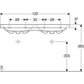 Geberit Doppelwaschtisch iCon Light 1200x480mm o HL mit Überlauf weiß KT