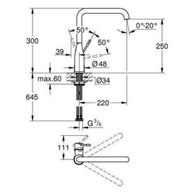 Grohe Einhand-Spültischbatterie ESSENCE 1/2Zoll, hoher Auslauf supersteel