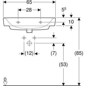 Geberit Waschtisch RENOVA COMPACT 650x400mm o HL ohne Überlauf weiß KT