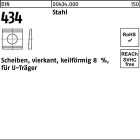 U-Scheibe DIN 434 vierkant keilförmig 24 Stahl Neigung 8% 100 Stück - VPE: 100