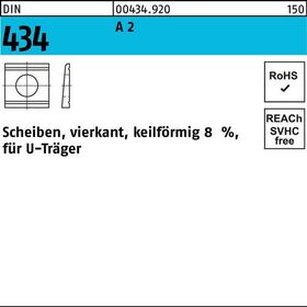 U-Scheibe DIN 434 vierkant keilförmig 11 A 2 Neigung 8% 50 Stück - VPE: 50