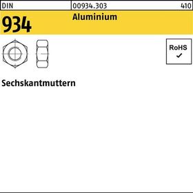 Sechskantmutter DIN 934 M6 Aluminium 100 Stück - VPE: 100