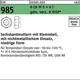 Sechskantmutter DIN 985 Klemmteil M8 8 (=M5 = 6 ) galv.verz. 8 DiSP 1000St. - VPE: 1000