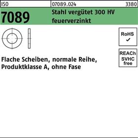 Unterlegscheibe ISO 7089 o.Fase 36 Stahl vergütet 300 HV feuerverz. 50 Stück - VPE: 50