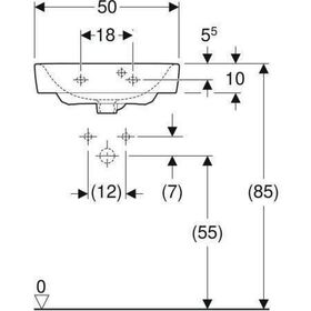 Geberit Handwaschbecken RENOVA PLAN 50x38cm m Hahnloch mit Überlauf weiß KT