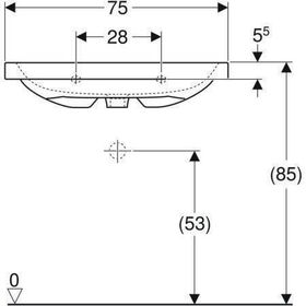 Geberit Aufsatzwaschtisch iCon Light 750x480mm o Hahnloch ohne Überlauf weiß
