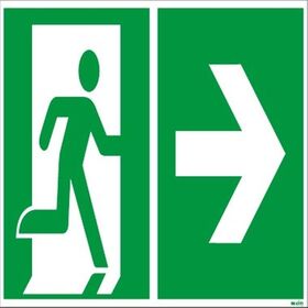 Hinweisschild Rettungsweg rechts 30x15cm Hart-PVC