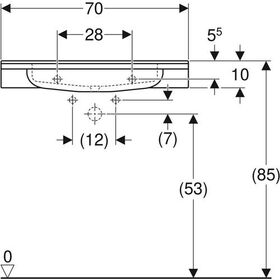 Geberit Waschtisch PUBLICA 700x550mm o HL o ÜL o Ausschnitte weiß